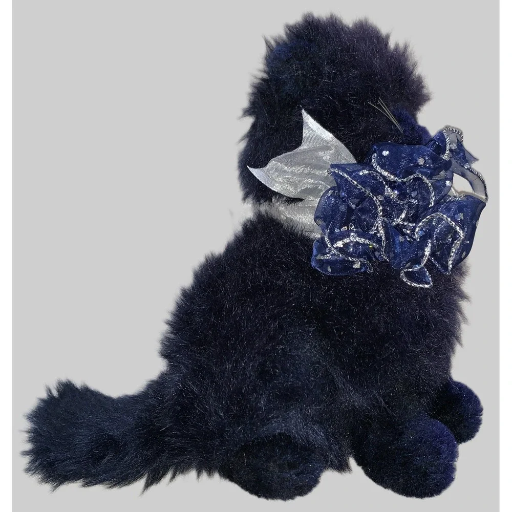 Dakin Midnight Navy Blue Cat Plush Long Hair 12